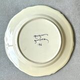 Henriot Quimper Breton earthenware plate – green-yellow-orange geometric pattern – Ø 24 cm