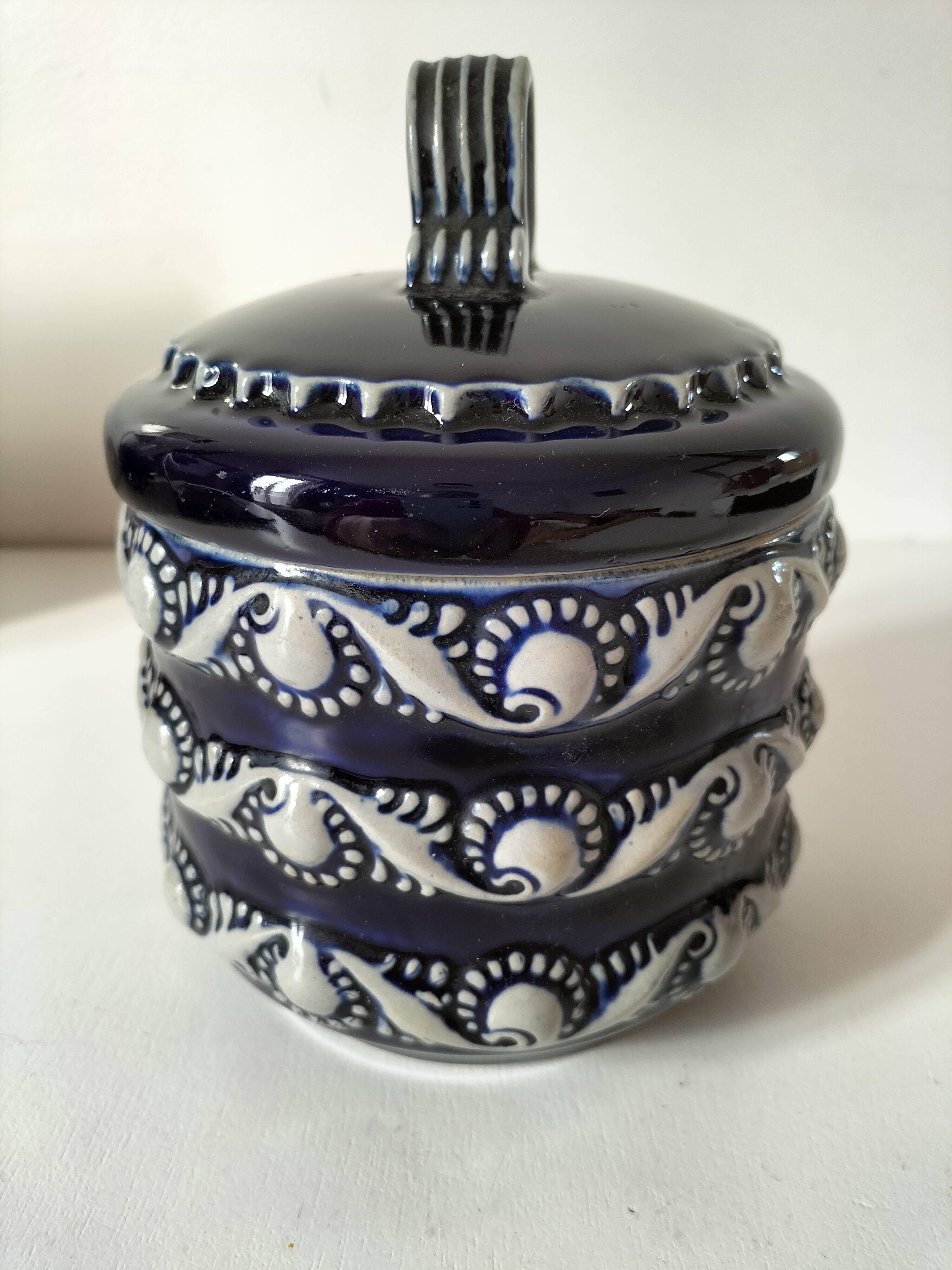 Blue glazed stoneware pot RM Stein – Reinhold Merkelbach, 1960s