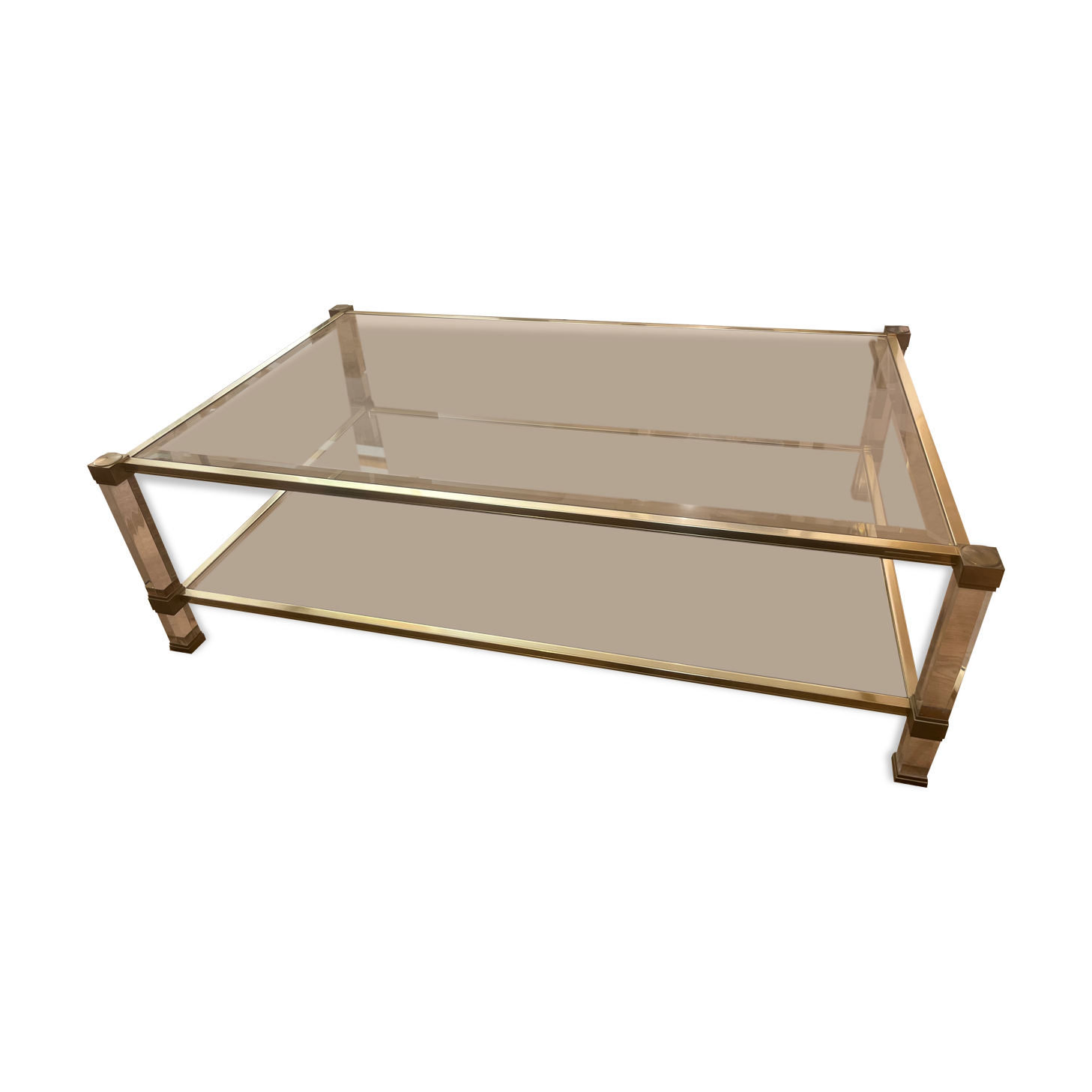 Pierre Vandel coffee table in lucite and gilded metal