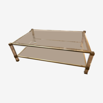 Pierre Vandel coffee table in lucite and gilded metal