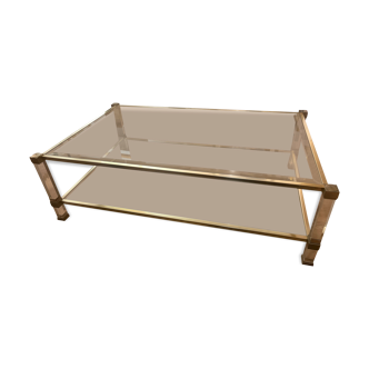 Table basse Pierre Vandel en lucite et métal doré