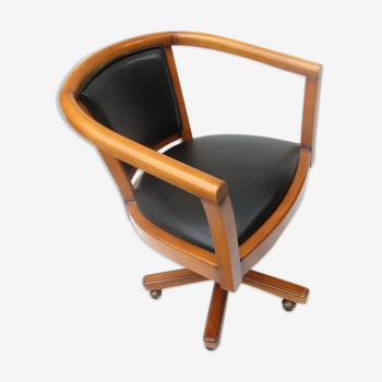 Office chair, solid cherry, leather seating