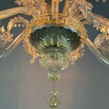 Venetian chandelier in gilded Murano glass, 6 light arms circa 1940