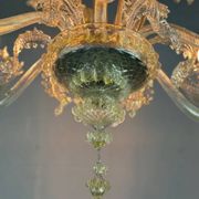 Venetian chandelier in gilded Murano glass, 6 light arms circa 1940