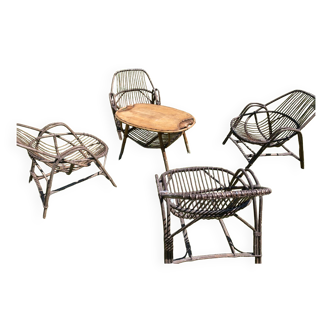 Salon jardin osier 70’s
