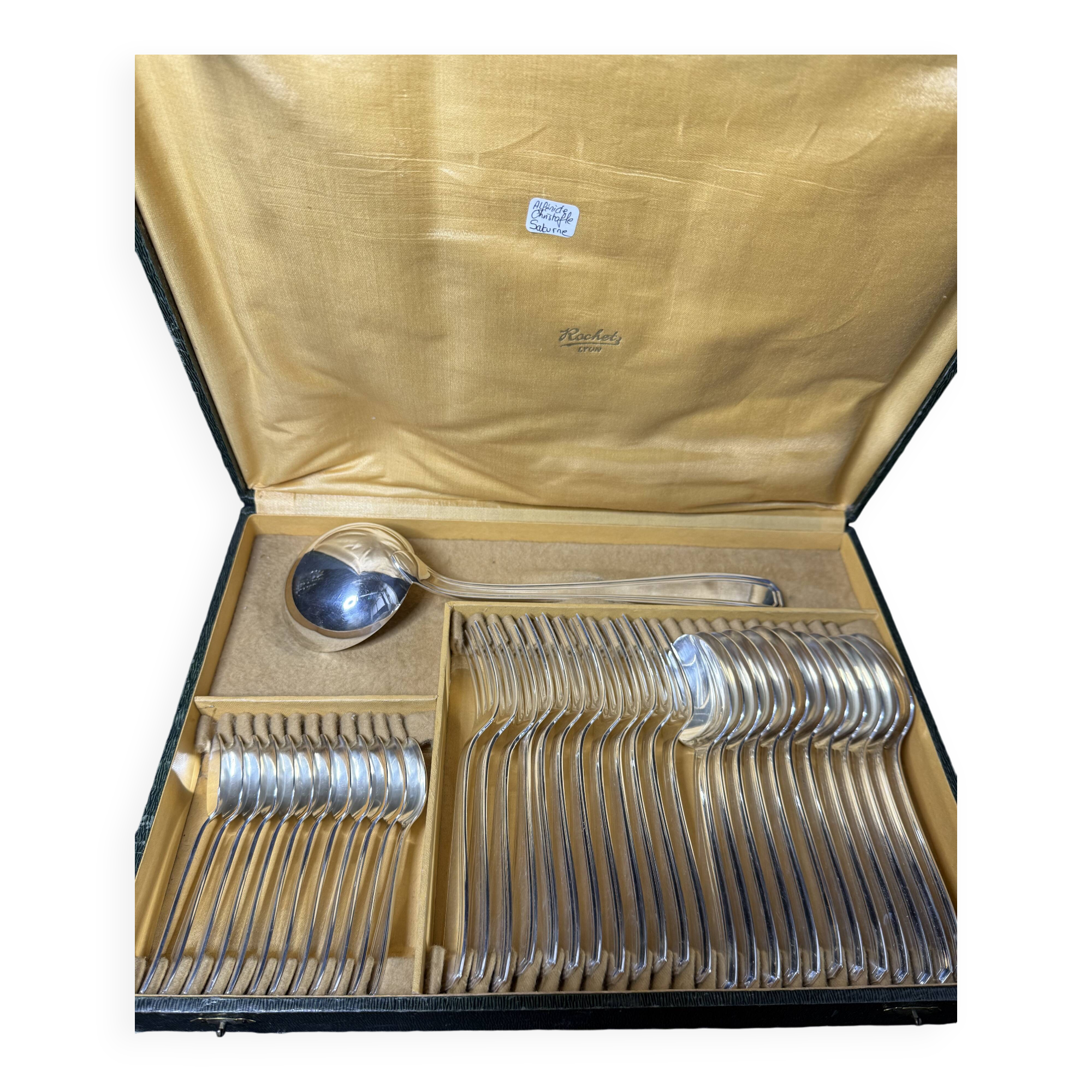 Alfenide 37-piece cutlery set for Christofle Saturne model