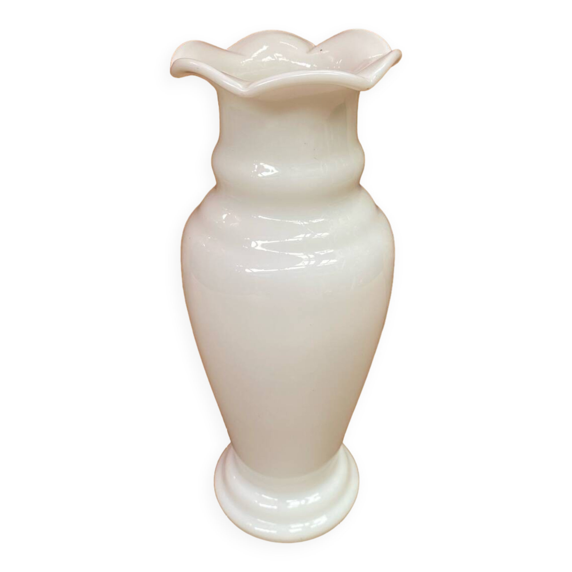 Old White Opaline Soliflore Vase Vintage Corolla Neck