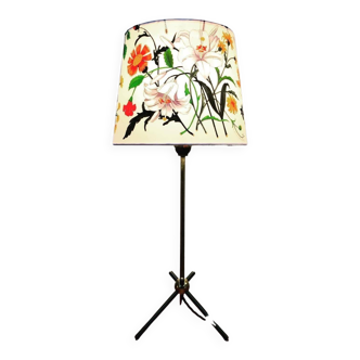 Mid-Century Modern Table Lamp in Brass with Vintage Gucci Shade