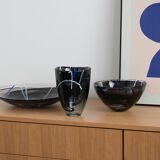 Glass platter Contrast, Swedish design, 1980s, manufacturer: Kosta Boda, de