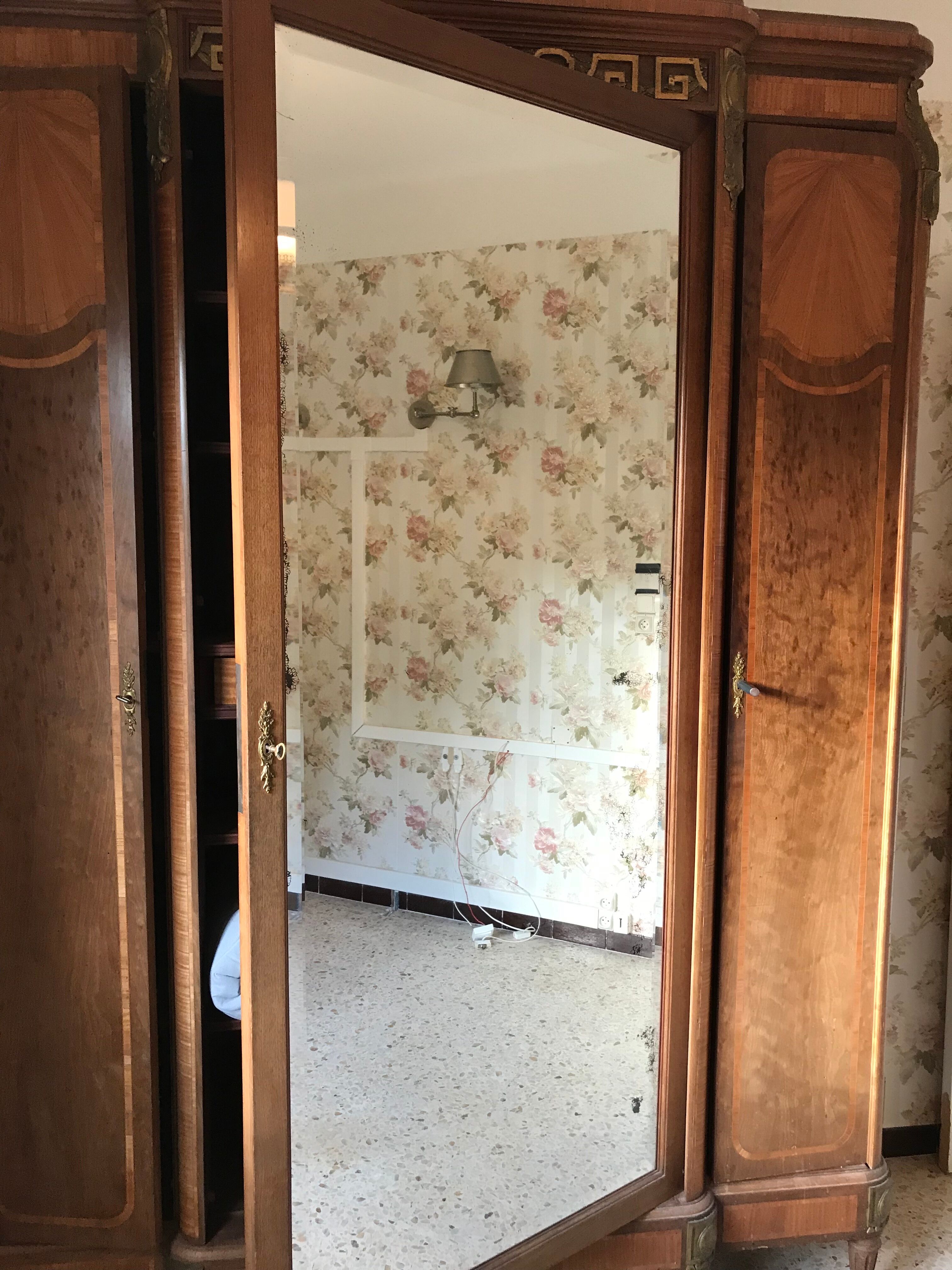 Art deco inlaid and bronze 3-door wardrobe circa 1920