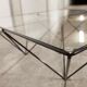 Square coffee table in glass and black satin metal 1980