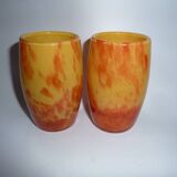 Paire de petits vases pâte de verre signée Daum Nancy France