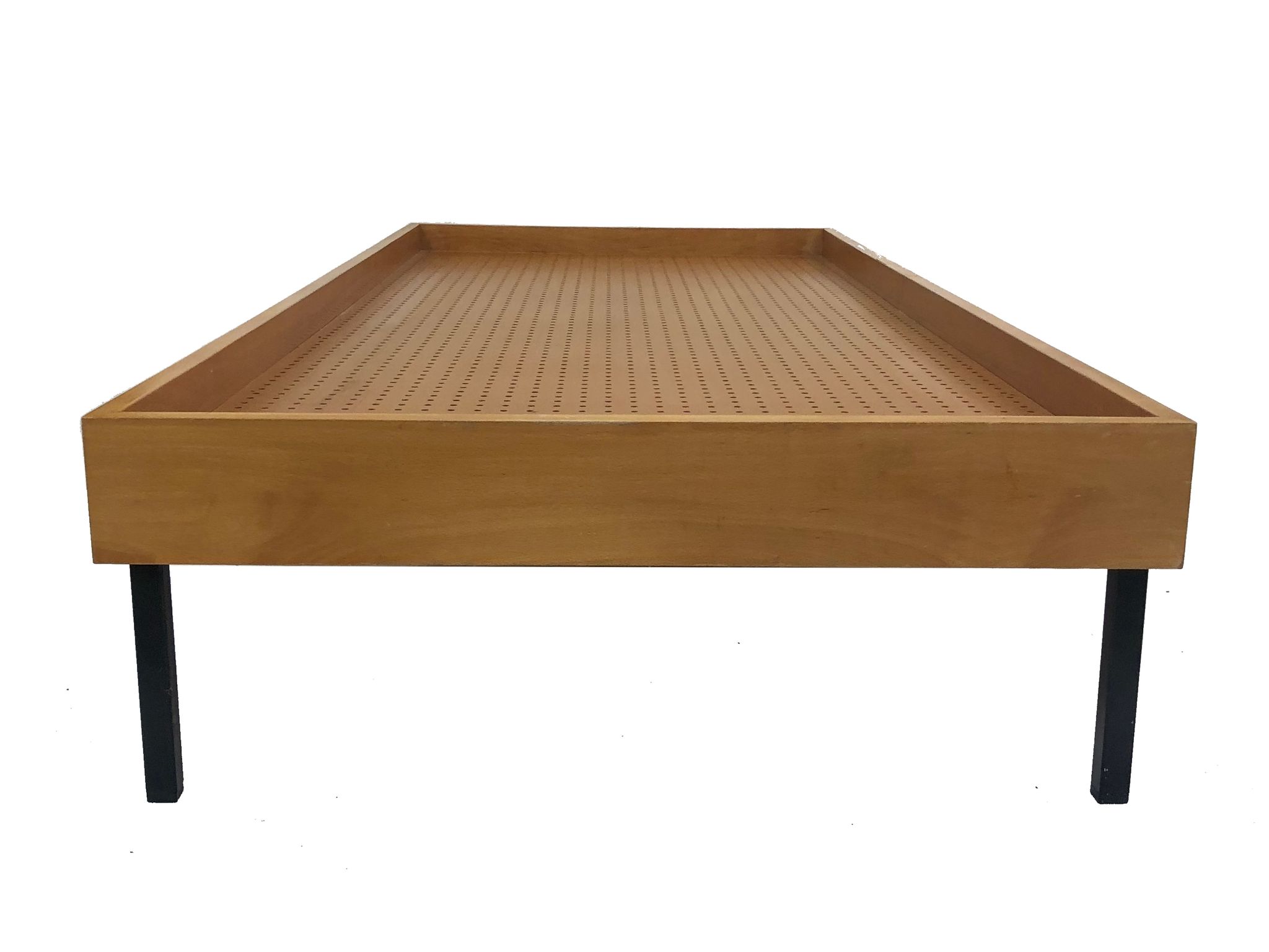 Lit d'appoint vintage en bouleau design métal années 60
