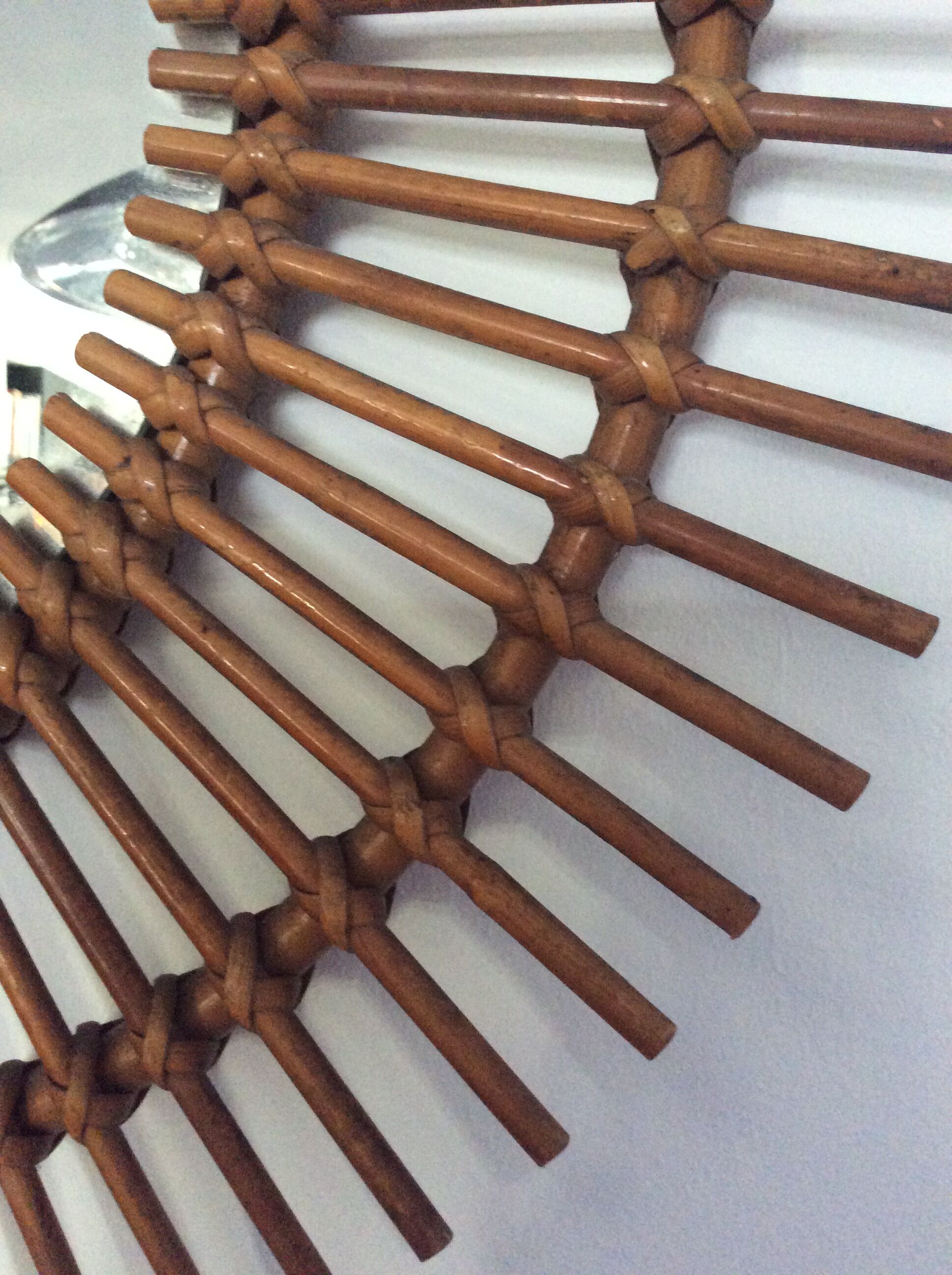 Rattan free-form mirror from the 50s and 60s