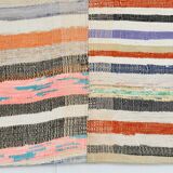 7x9 Mid Century Modern Handmade Striped Vintage Kilim Rug, 184x271Cm
