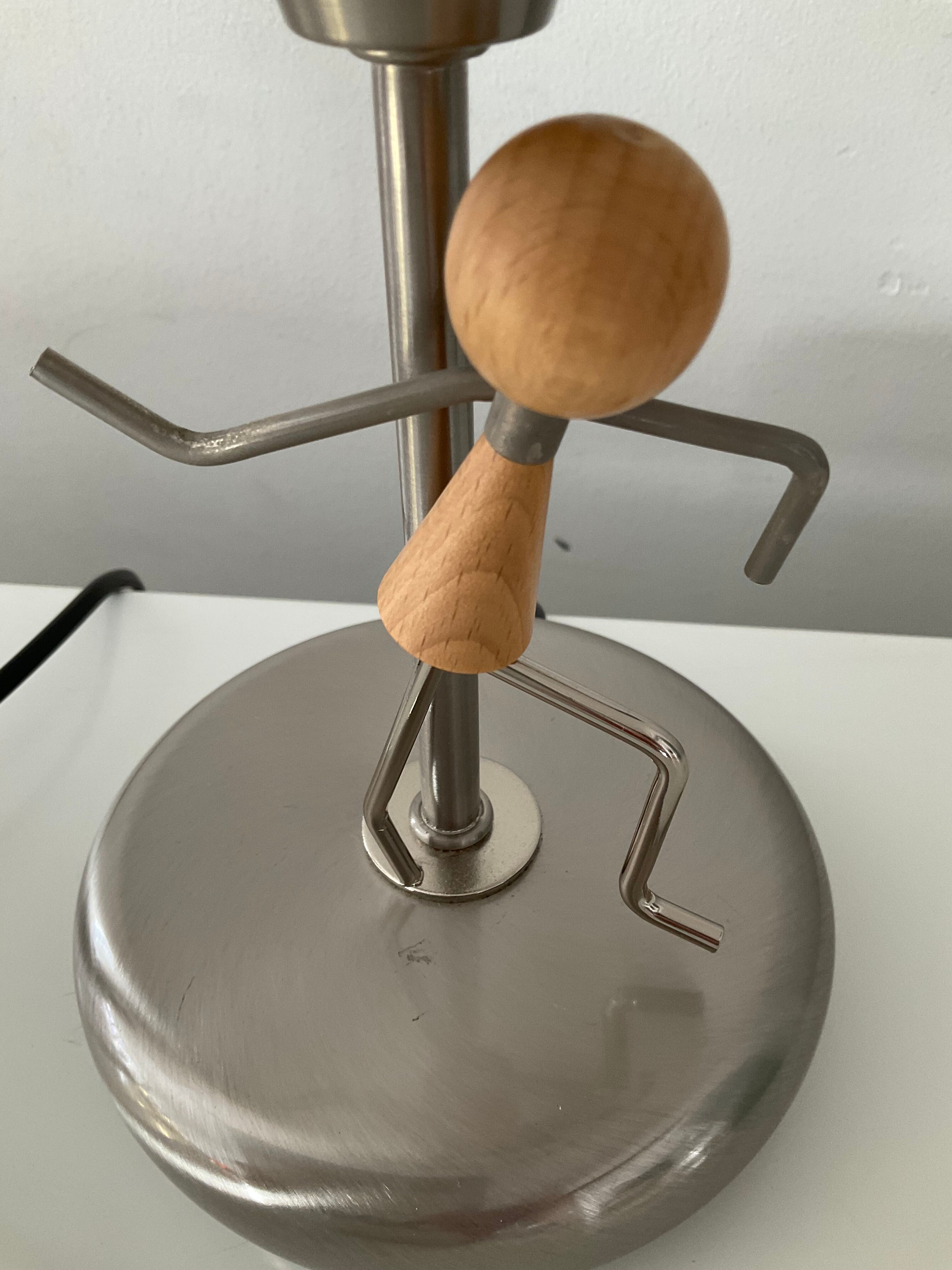 Pair of vintage lamps in wood and chrome metal