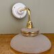 Vintage elbow wall lamp with white and gold granite glass shade