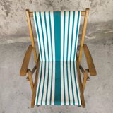 Vintage wooden and canvas folding garden chair