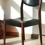Series of 6 chairs in skai and teak