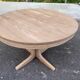 Scandinavian round extendable dining table Baumann stripped teak 1960