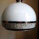 Hanging lamp 1970 globe white and grey glass silver