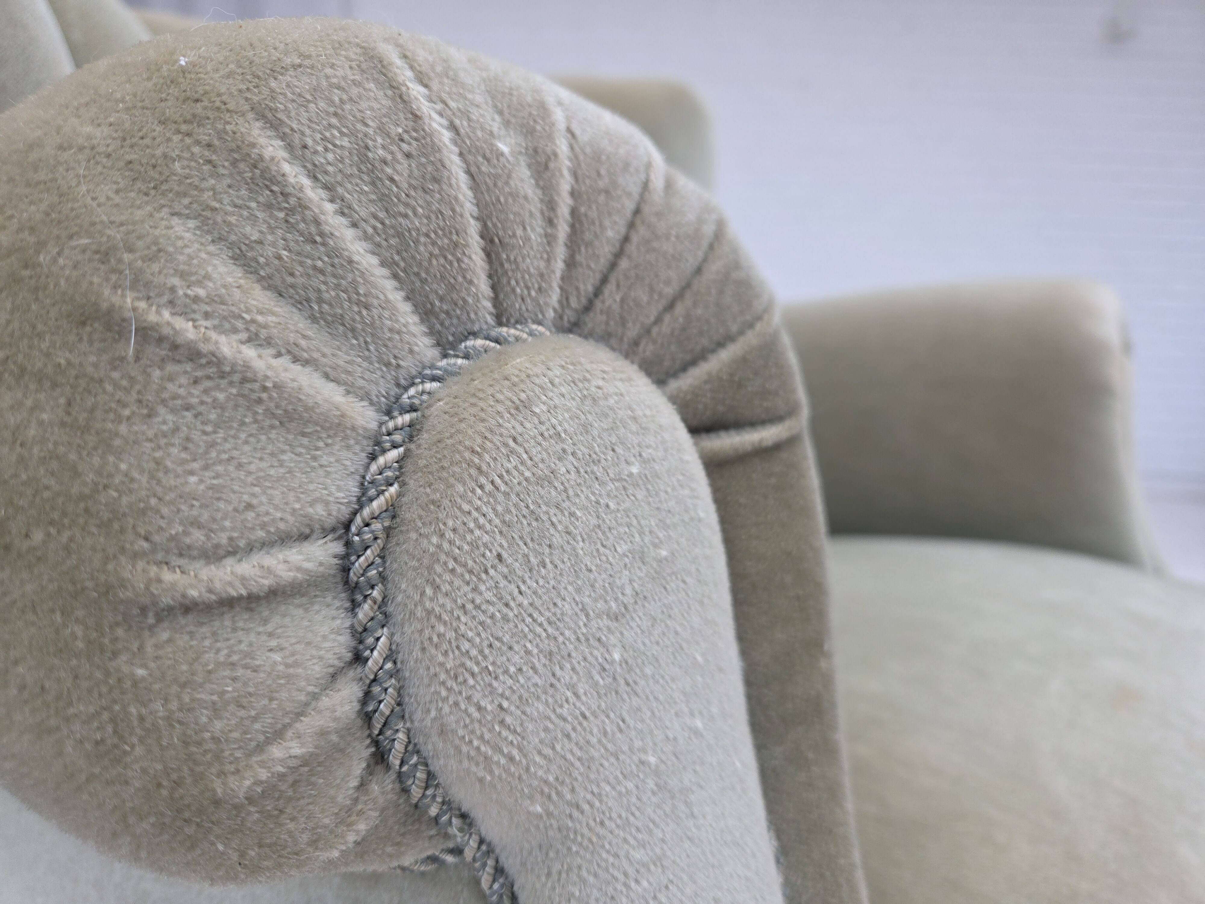 1970s, Danish relax armchair, light green furniture velour