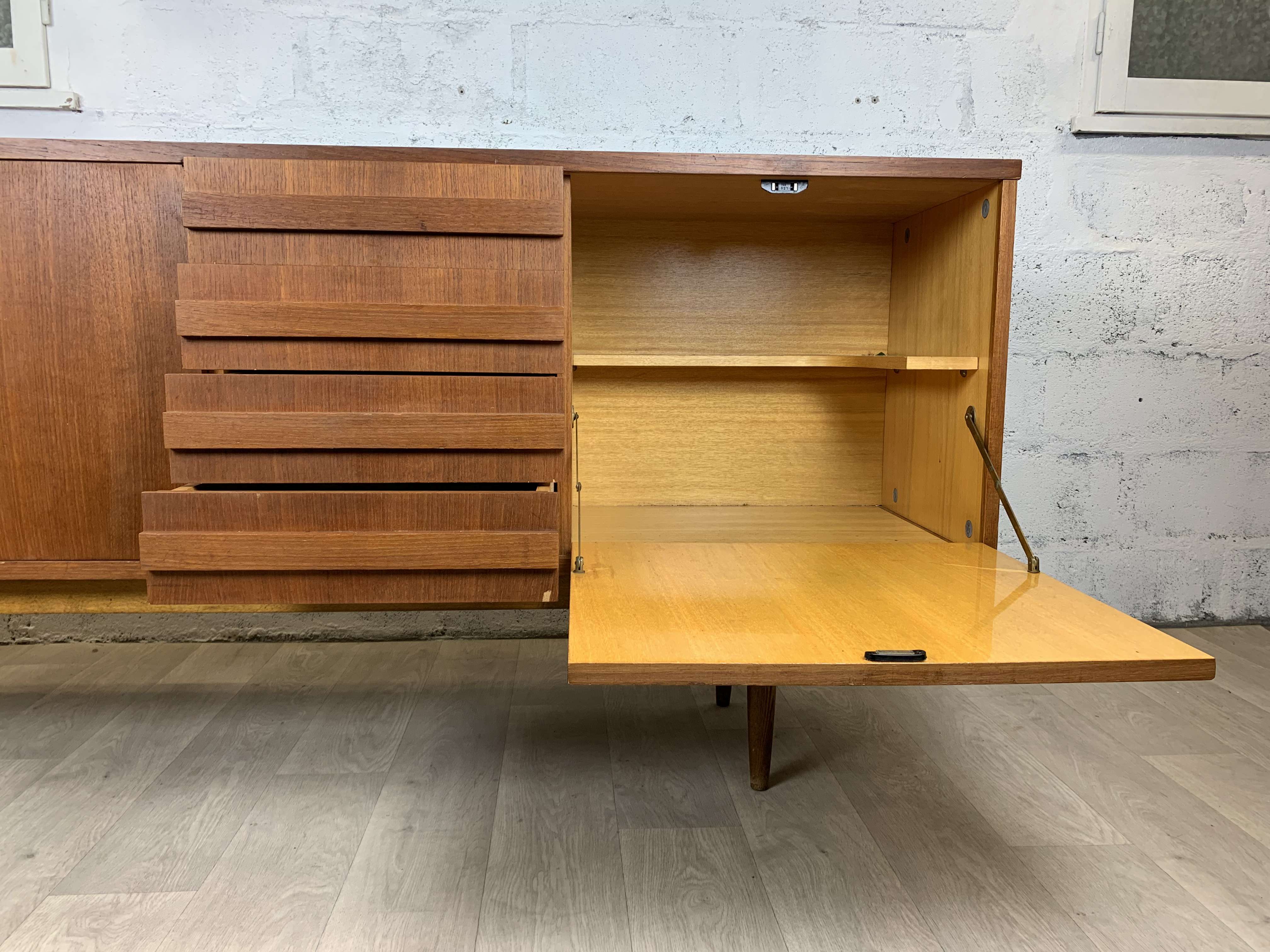 Vintage Scandinavian teak sideboard signed Eros, 60s