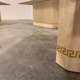Set of 3 vintage travertine coffee table and side tables, 1980s