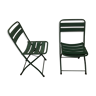 Green metal folding vintage garden chair