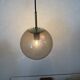Suspension boule en laiton et verre fumé de Limburg Glashütte, années 1970