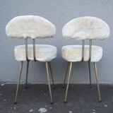 Set of 2 Pelfran vintage ivory fur chairs