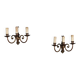 Antique wall sconces in gilded bronze, 3 lights, Italy, 20th century.