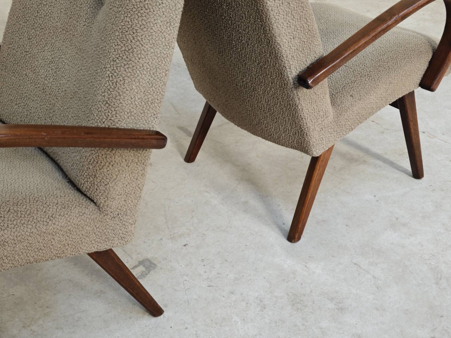 Pair of grey mottled armchairs by Jaroslav Smidek for TON Bystrice