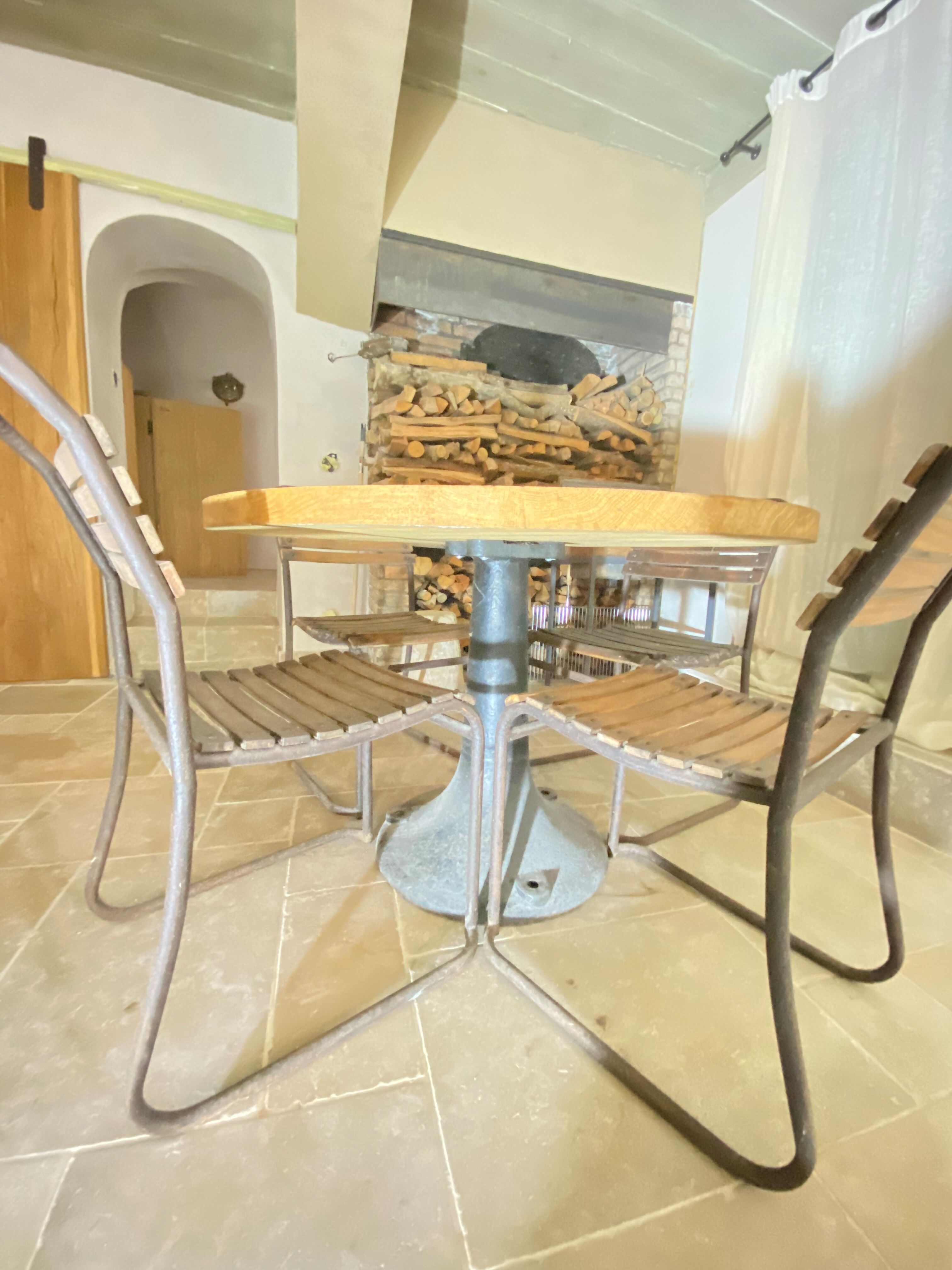 Oak table and 5 wooden chairs