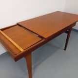 Vintage Scandinavian 50s 60s teak dining table with extension