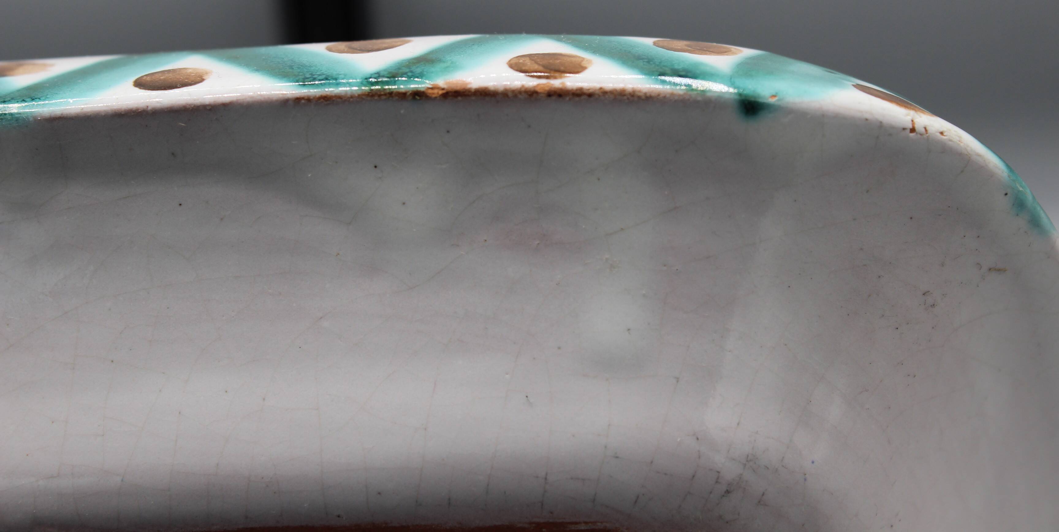 Large vintage ceramic dish depicting a bird - robert picault