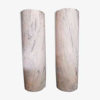 Two 18th Century French Rosa Portugués  Marble Columns/Pillars