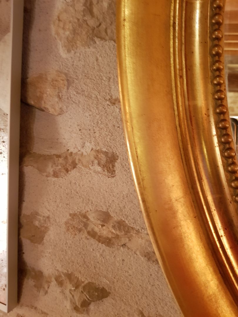 Louis XVI 19th oval mirror with restored gold leaf 77x90cm