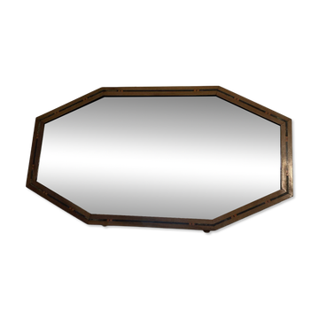 Vintage Art Deco mirror with marquetry wood