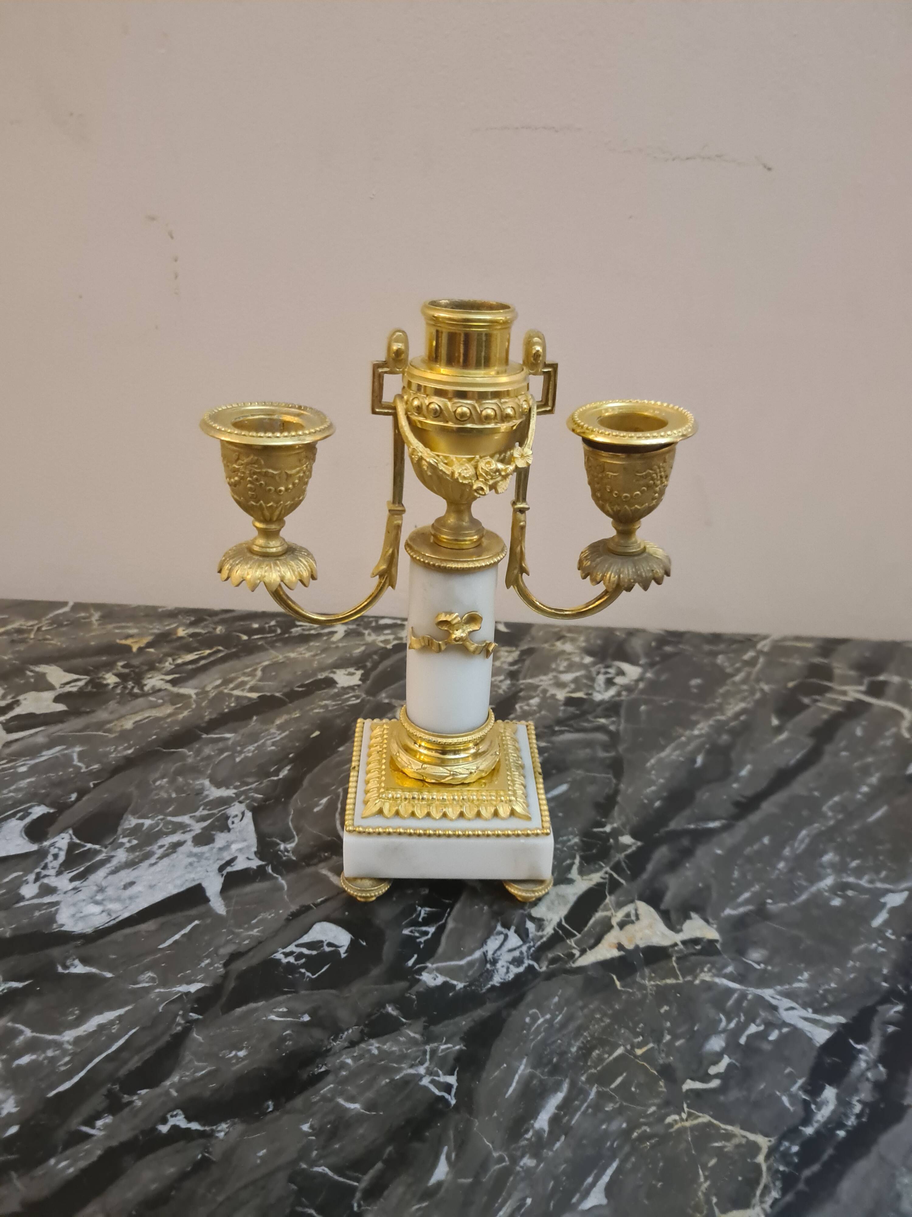 Fireplace set signed Planchon, 19th century