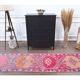 Vintage Turkish Oushak Handmade Cotton Pink Wool Runner Rug 79x362