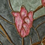 Small vintage brass tray with cloisonné enamel floral decoration - 1960.