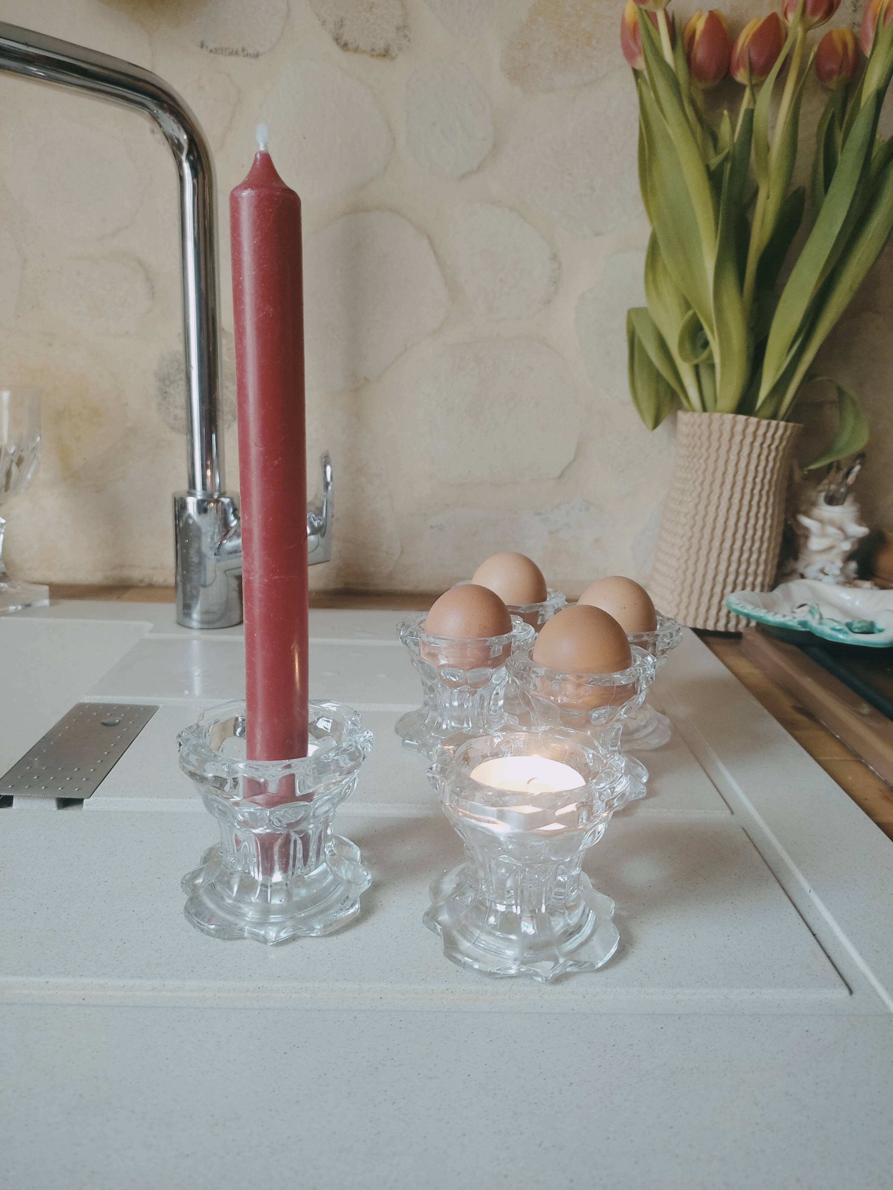 6 Reims glass candle holders