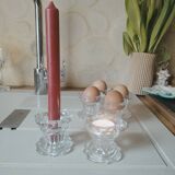 6 Bougeoirs en verre de Reims
