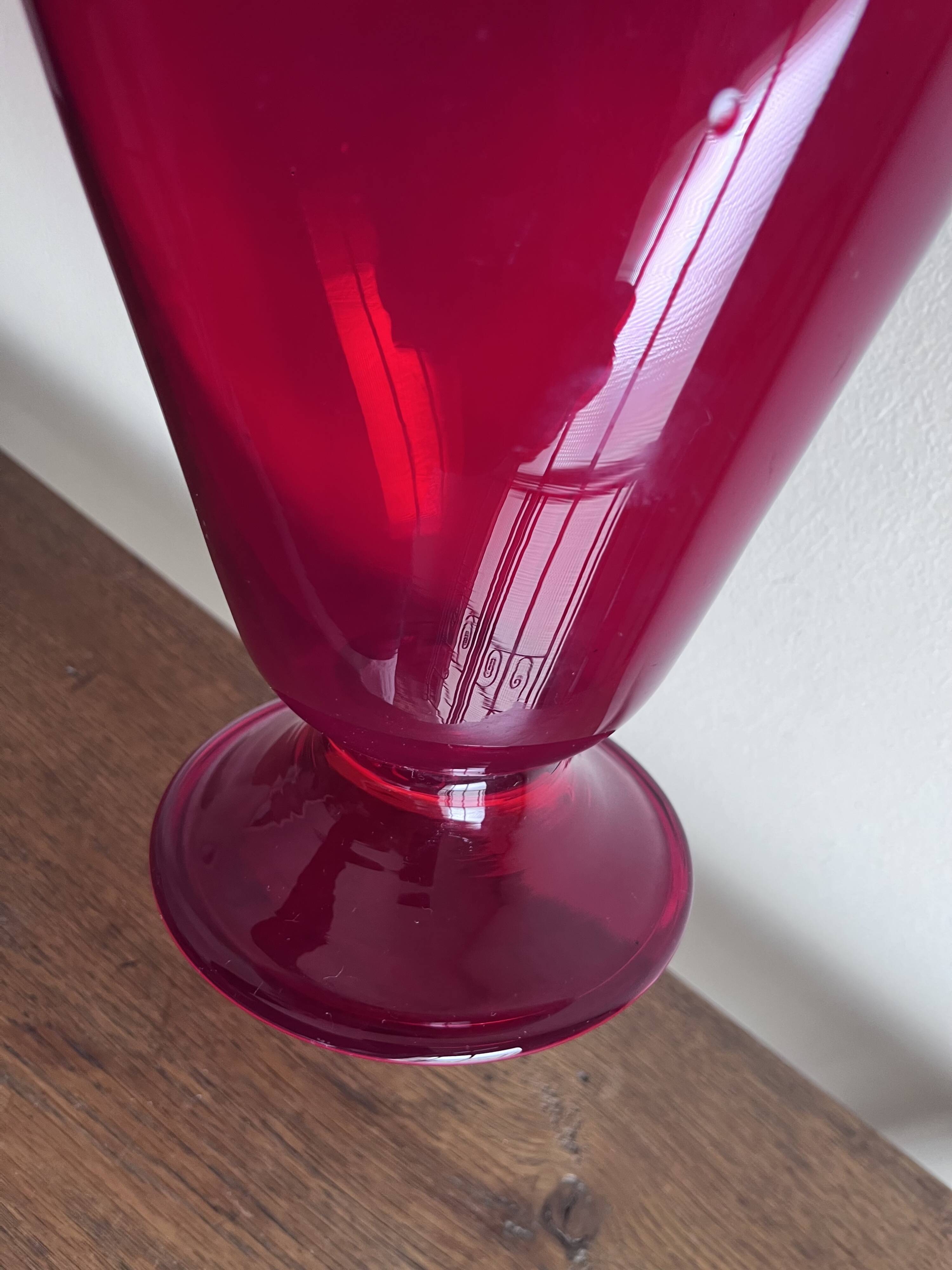 Vase éventail Empoli rouge 1950 XL