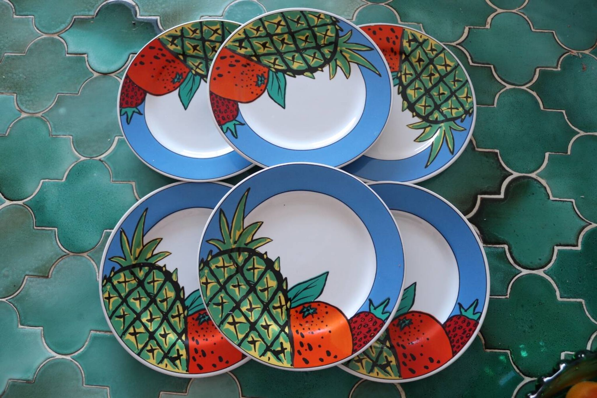 6 assiettes à dessert pop 90's porcelaine