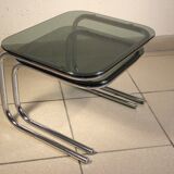 Two glass and chrome nesting tables 1970