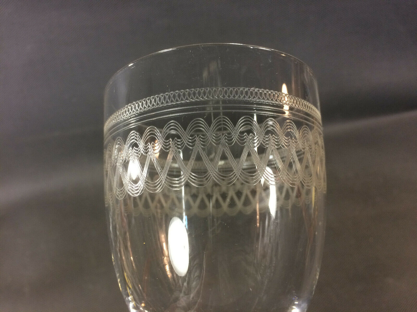 Lot of 4 old vintage engraved water or wine glasses