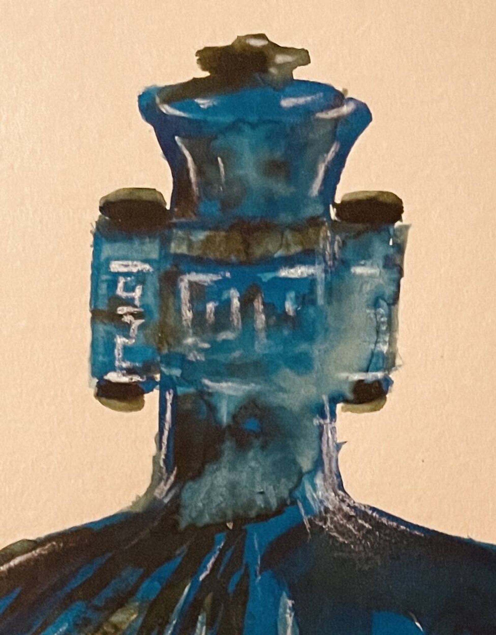 Watercolour and ink table vase Wabi Sabi collection Asia
