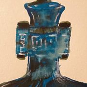 Watercolour and ink table vase Wabi Sabi collection Asia